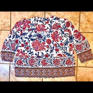 LUCKY BRAND S/S Floral Boho Peasant Style Top Sz S